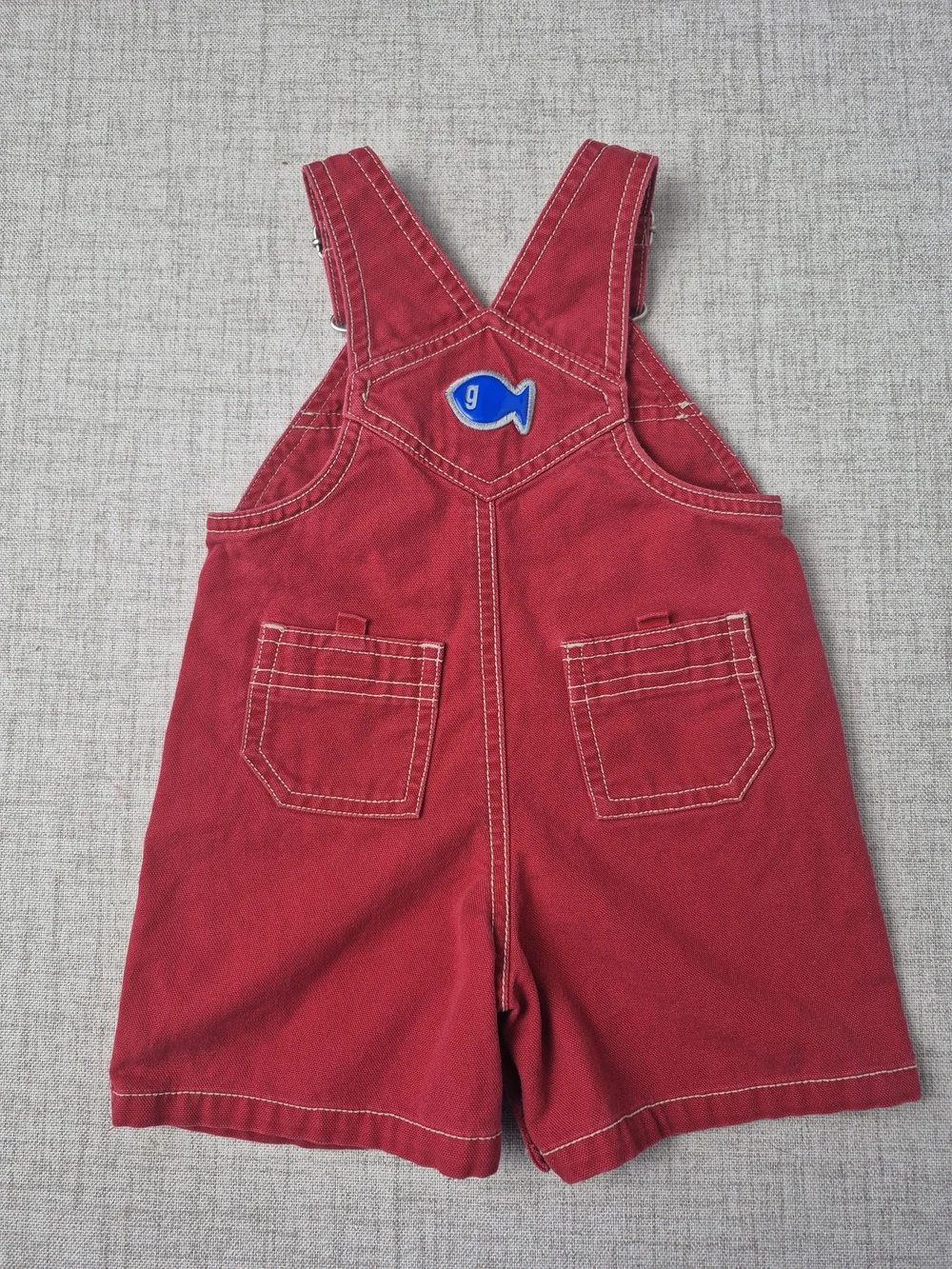 Vintage Gymboree Red Denim Shortalls Overalls 3-6M Year 2000